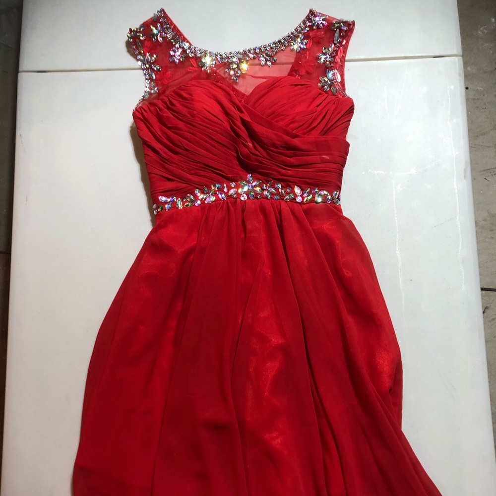 Red Sequined Homecoming Dress